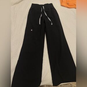 Black High Waisted Isabel Wide Leg Scrub Pants